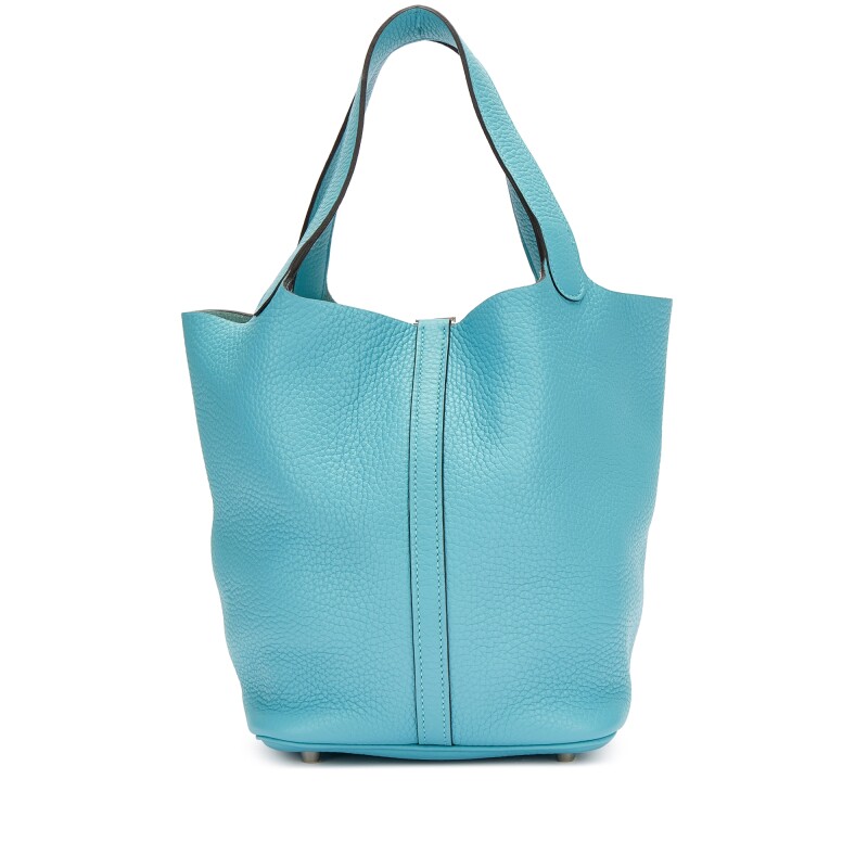 Hermès Bleu Saint Cyr Clemence Picotin Lock 22 Palladium Hardware - Image 4